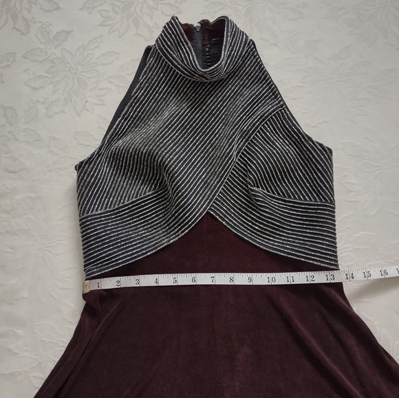 Tadashi vintage halter high neck lurex top flare skirt cocktail dress - Picture 4 of 11